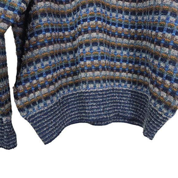 Botto Italy Mens Wool & Alpaca Sweater L Blue Olive Brown Pullover Academia Dad - Picture 4 of 10